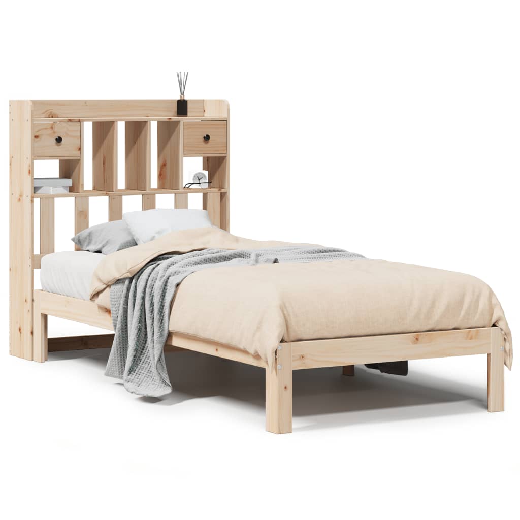 Vidaxl bed met boekenkast zonder matras massief grenenhout 90x200 cm
