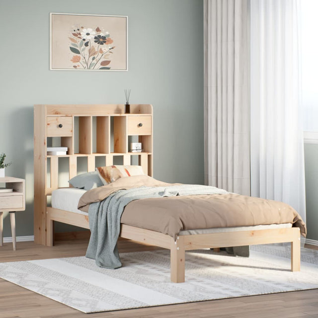Vidaxl bed met boekenkast zonder matras massief grenenhout 90x200 cm