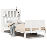 Vidaxl bed met boekenkast zonder matras grenenhout wit 90x200 cm