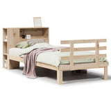Vidaxl bed met boekenkast zonder matras massief grenenhout 75x190 cm
