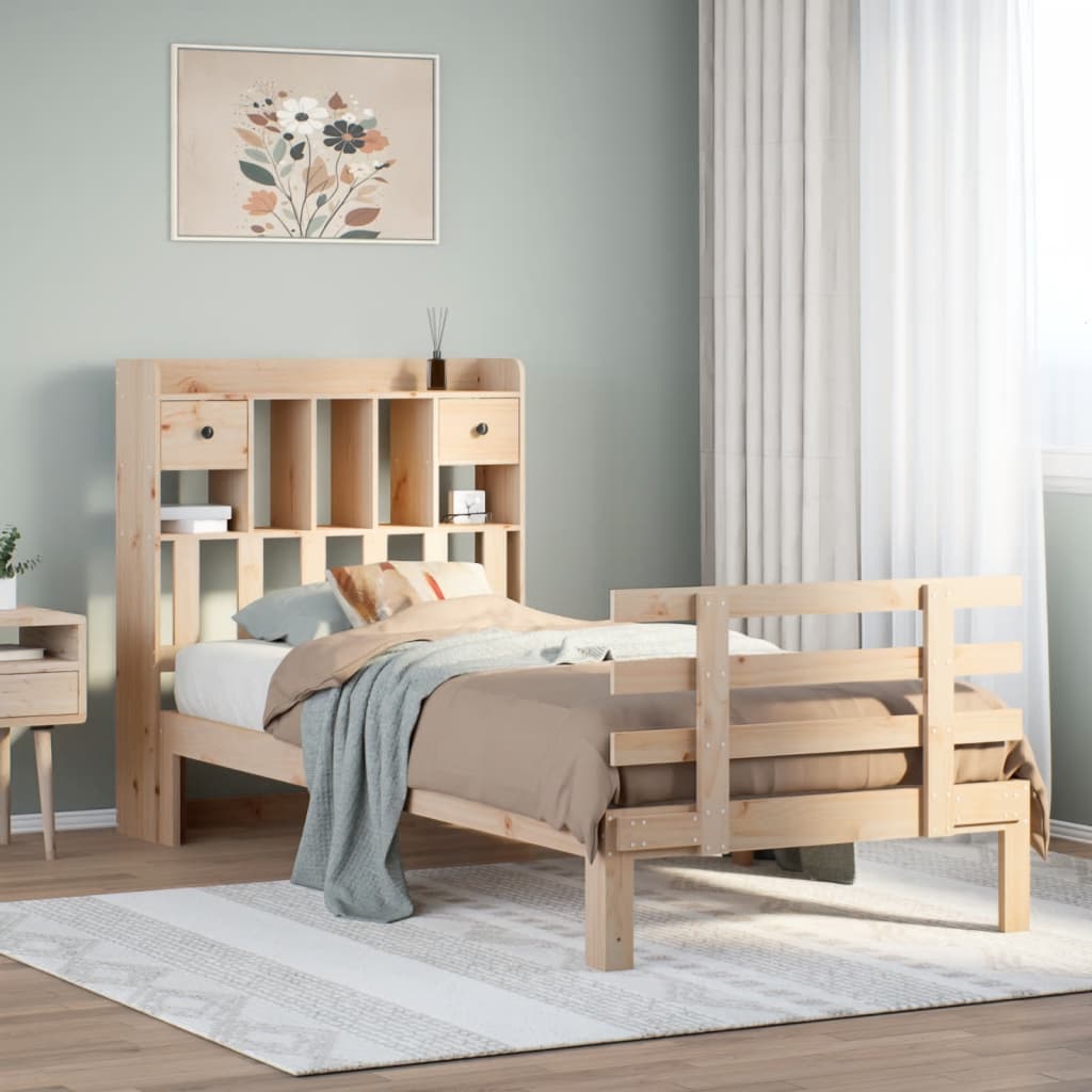 Vidaxl bed met boekenkast zonder matras massief grenenhout 90x200 cm