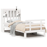 Vidaxl bed met boekenkast zonder matras grenenhout wit 90x200 cm