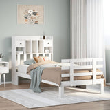 Vidaxl bed met boekenkast zonder matras grenenhout wit 90x200 cm