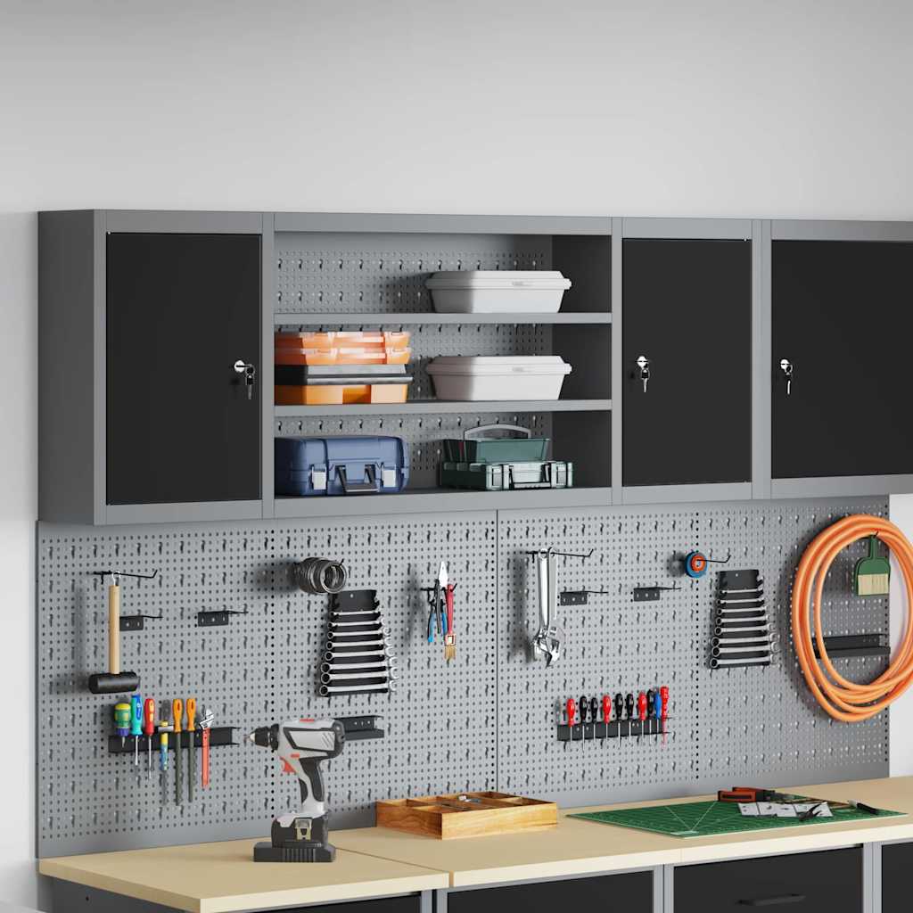 Vidaxl gereedschapskast met plank zwart en grijs 50 x 20 x 55 cm