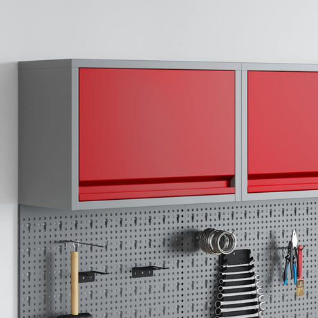 Vidaxl gereedschapskast met opslag rood en grijs 50 x 25 x 35 cm staal