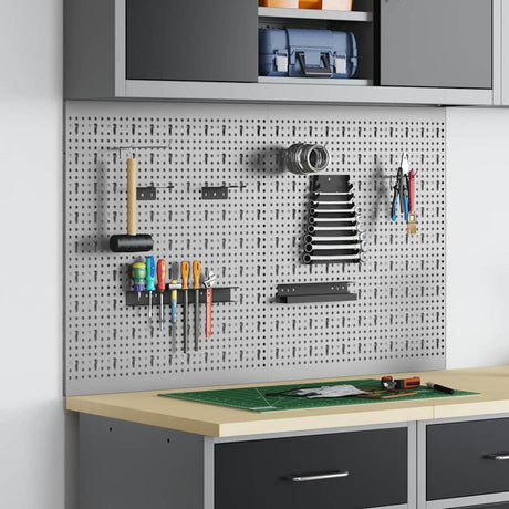 Vidaxl gereedschap wandpaneel 2 st grijs 100 x 1 x 60 cm staal
