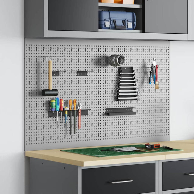 Vidaxl gereedschap wandpaneel 2 st grijs 100 x 1 x 60 cm staal