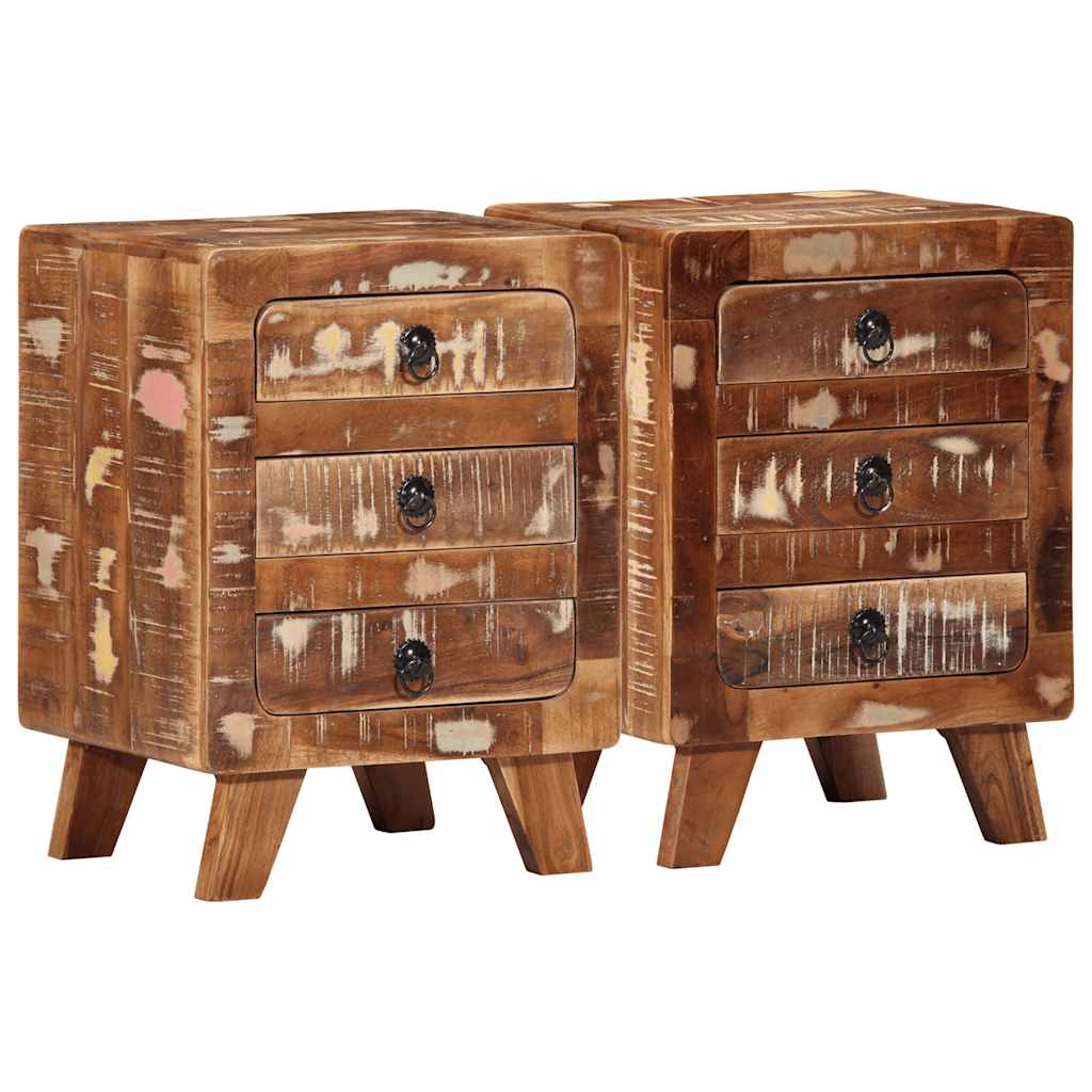 Vidaxl nachtkastje 2 st 37x32x50 cm massief gerecycled hout