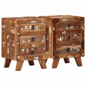 Vidaxl nachtkastje 2 st 37x32x50 cm massief gerecycled hout