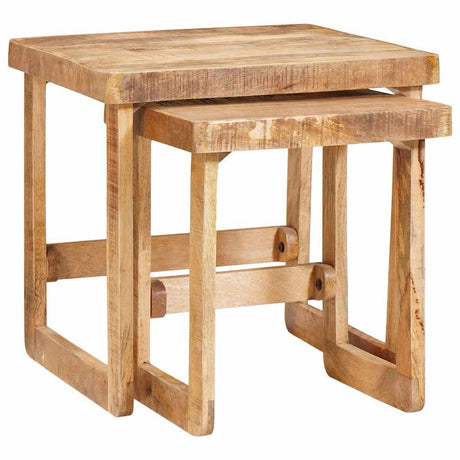 Vidaxl nesttafels 2 st bruin 46 x 46 x 45 cm massief mango hout