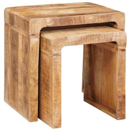 Vidaxl nesttafels 2 st bruin 46 x 40 x 46 cm massief mango hout