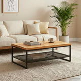 Vidaxl salontafel bruin en zwart 110 x 55 x 35 cm massief mango hout