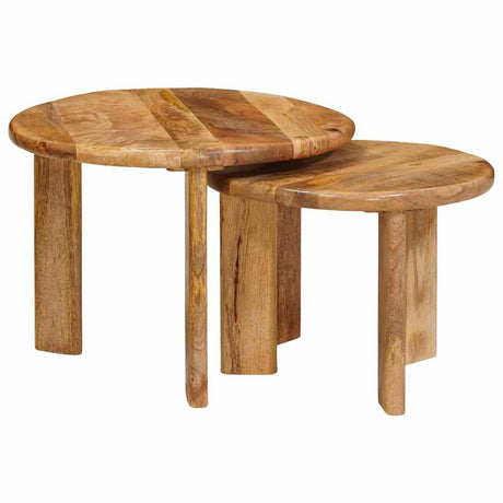 Vidaxl nest koffietafels 2 st bruin ø 50 x 40 cm massief mango hout