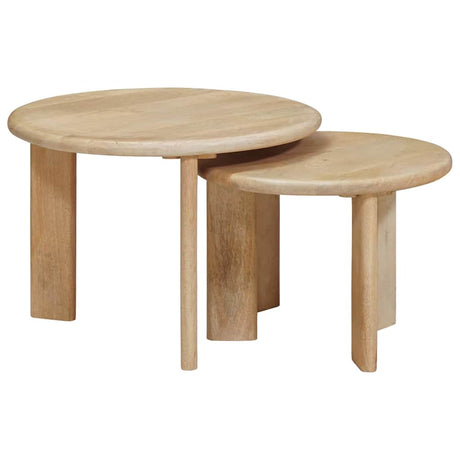 Vidaxl nest koffietafels 2 st wit ø 50 x 40 cm massief mango hout