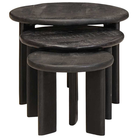 Vidaxl nest koffietafels 3 st wit ø 54 x 40 cm massief mango hout