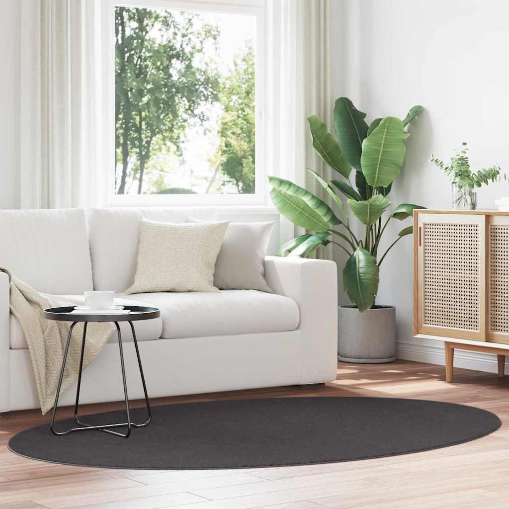 Vidaxl vloerkleden ovaal huarte antraciet 140 x 200 cm 100% polyester