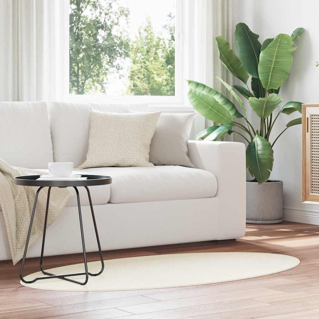 Vidaxl vloerkleden ovaal huarte crème 80 x 150 cm 100% polyester