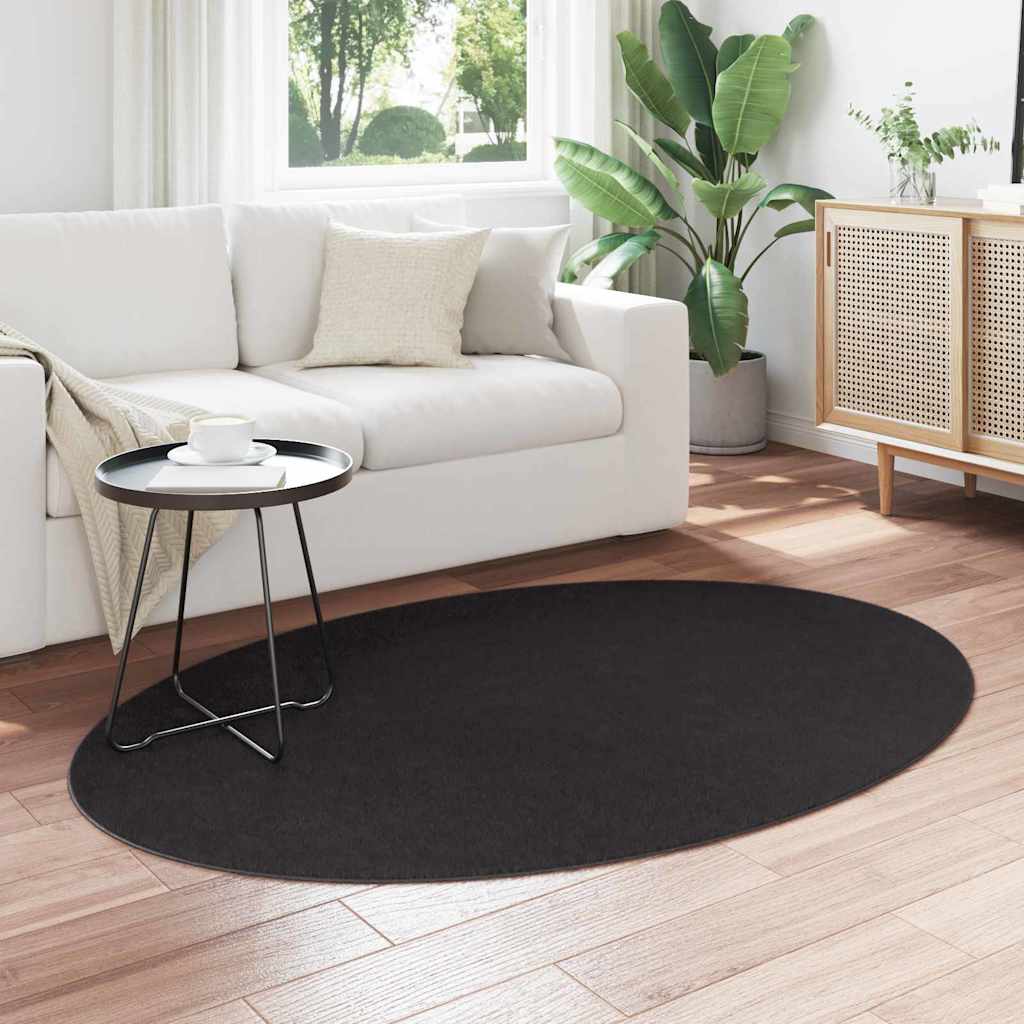 Vidaxl vloerkleden ovaal huarte zwart 120 x 170 cm 100% polyester