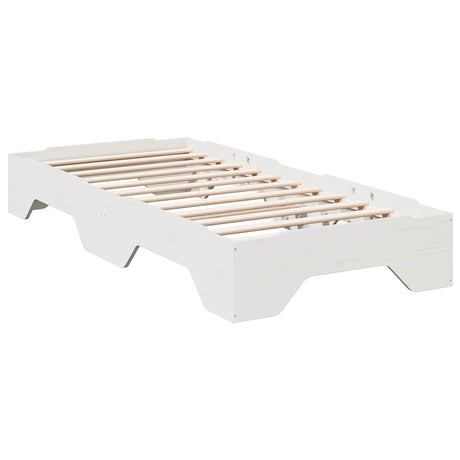Vidaxl bedframe zonder matras stapelbaar 90x190 cm massief hout wit