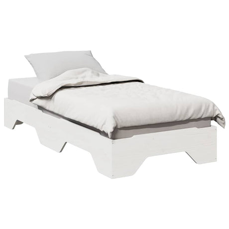 Vidaxl bedframe zonder matras stapelbaar 90x190 cm massief hout wit