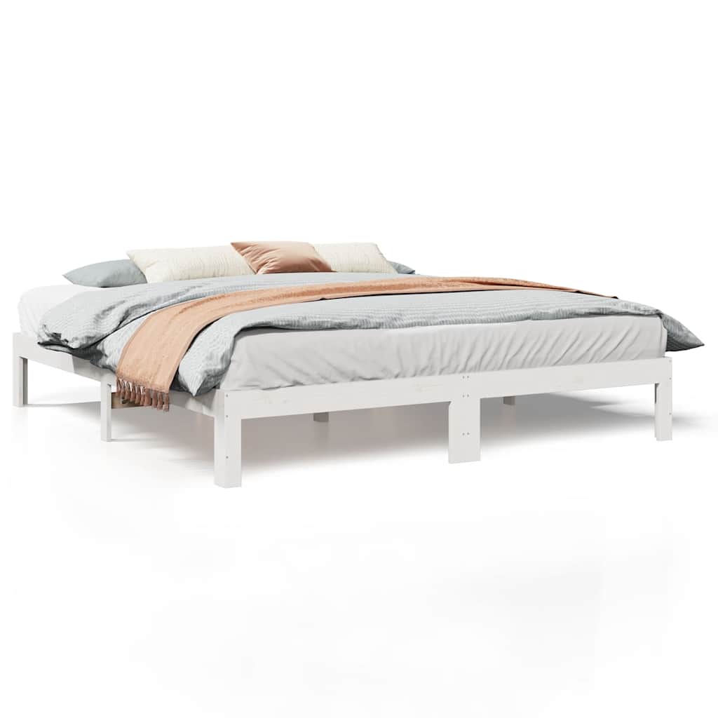 Vidaxl bedframe zonder matras massief grenenhout wit 180x200 cm