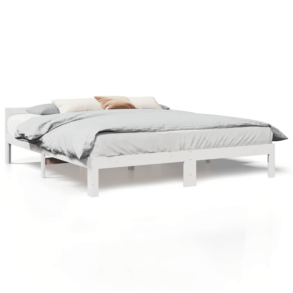 Vidaxl bedframe zonder matras massief grenenhout wit 160x200 cm