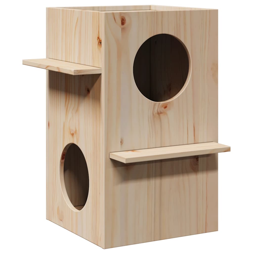Vidaxxl Katzenhaus 43x43x60 cm aus massivem Kiefernholz