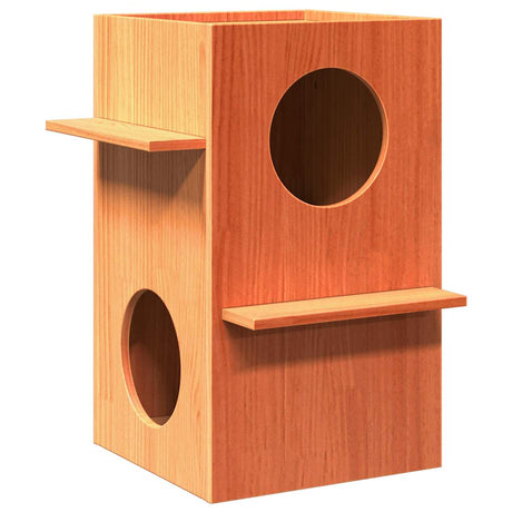 Vidaxxl Katzenhaus 43x43x60 cm massives Kiefernholz, waschbraun