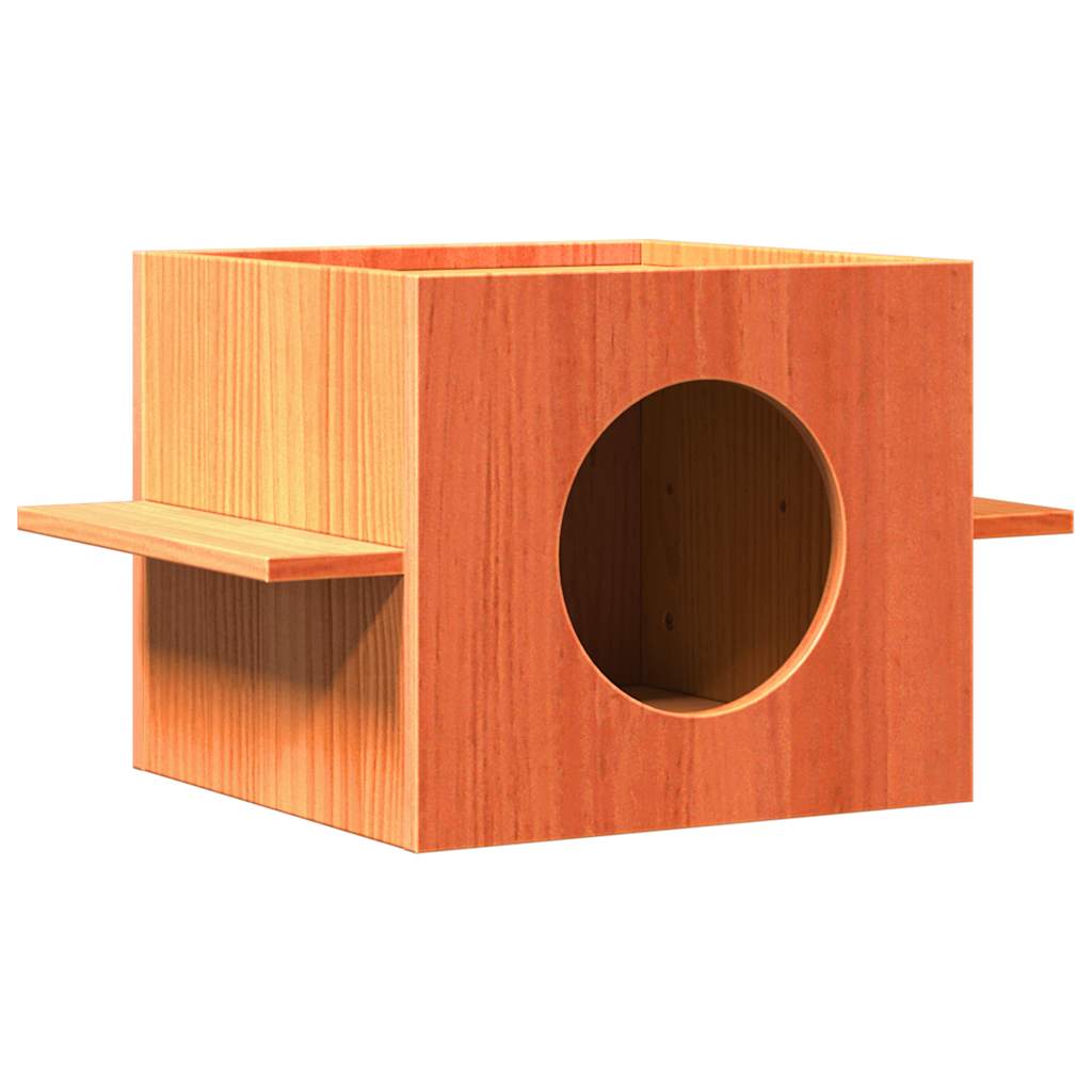Vidaxxl Katzenhaus 51x35x30 cm massives Kiefernholz, braun gewaschen