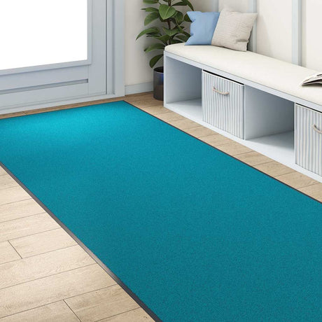Vidaxl deurmat anders cyaan en zwart 120 x 250 cm polyamide en pvc