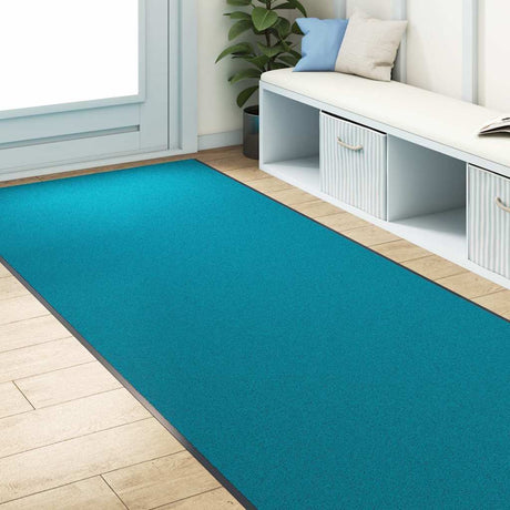 Vidaxl deurmat anders cyaan en zwart 120 x 350 cm polyamide en pvc