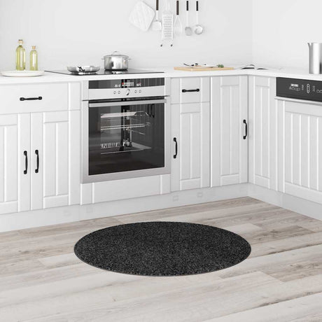 Vidaxl antislip shaggy tapijt donkergrijs 90 x 90 cm pp