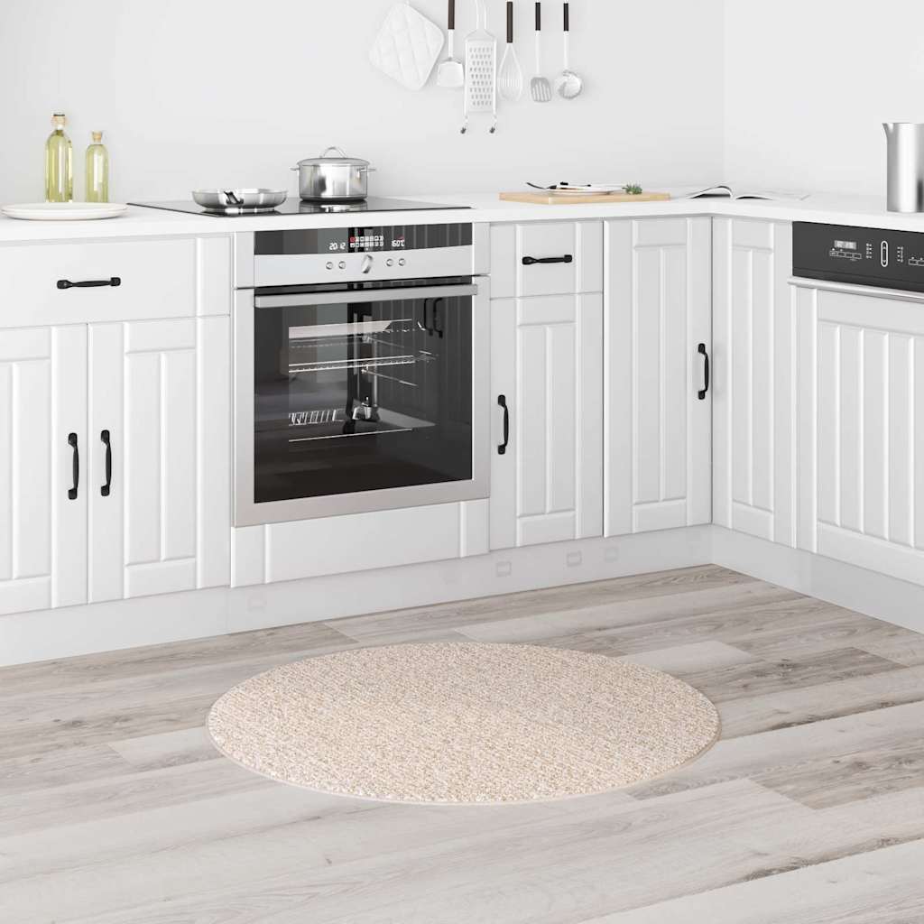 Vidaxl antislip shaggy tapijt crèmekleurig 90 x 90 cm pp