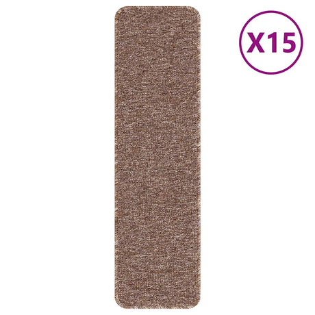 Vidaxl antislip trapmatten latex achterkant 15 pcs bruin 75 x 20 cm pp