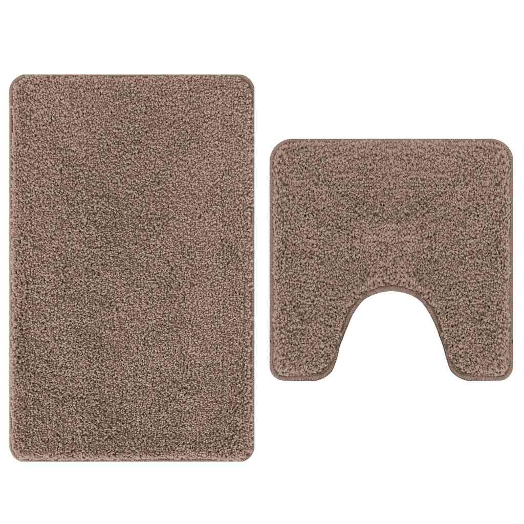 Vidaxl antislip badmat set 2 pcs bruin pp