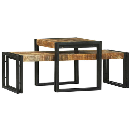Vidaxl salontafel 2 st bruin 48 x 40 x 40 cm massief mango hout