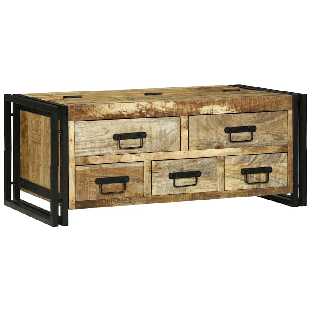 Vidaxl salontafel met lade bruin 90 x 50 x 38 cm massief mango hout