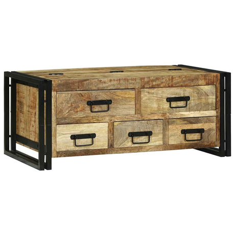 Vidaxl salontafel met lade bruin 90 x 50 x 38 cm massief mango hout