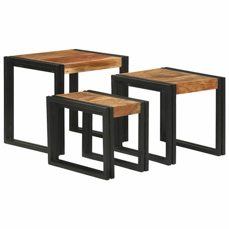 Vidaxl nesttafel 3 st bruin en zwart 50 x 40 x 45 cm