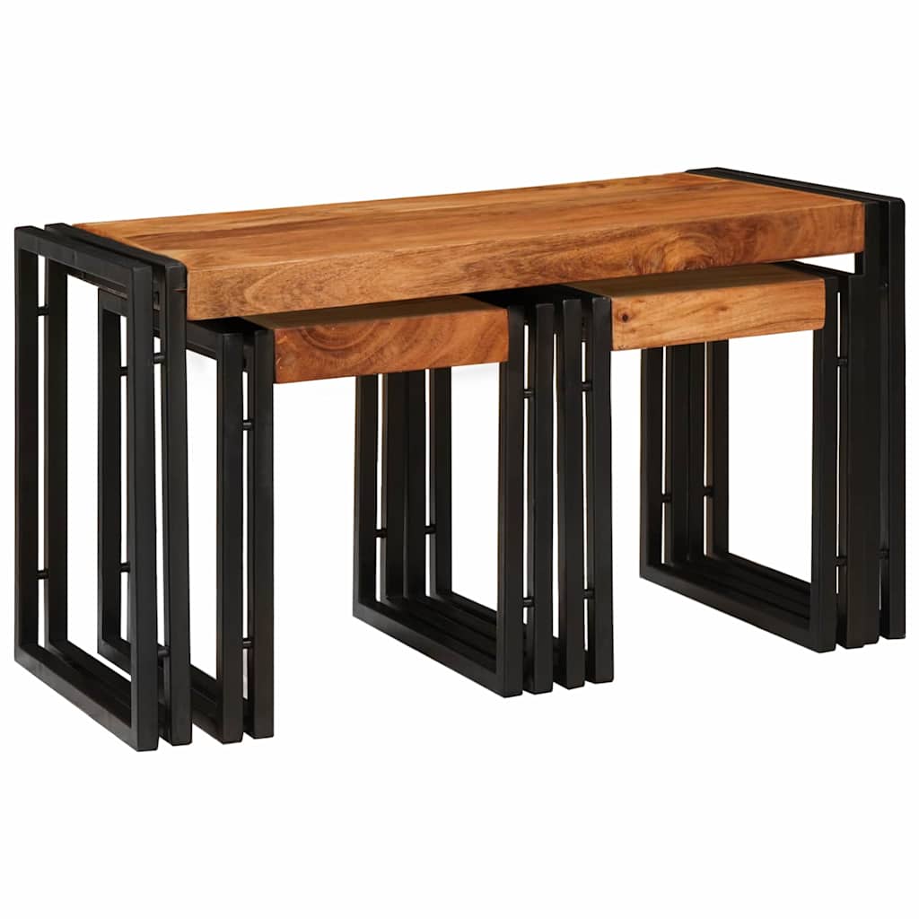 Vidaxl nesttafel 3 st bruin en zwart 82 x 40 x 45 cm