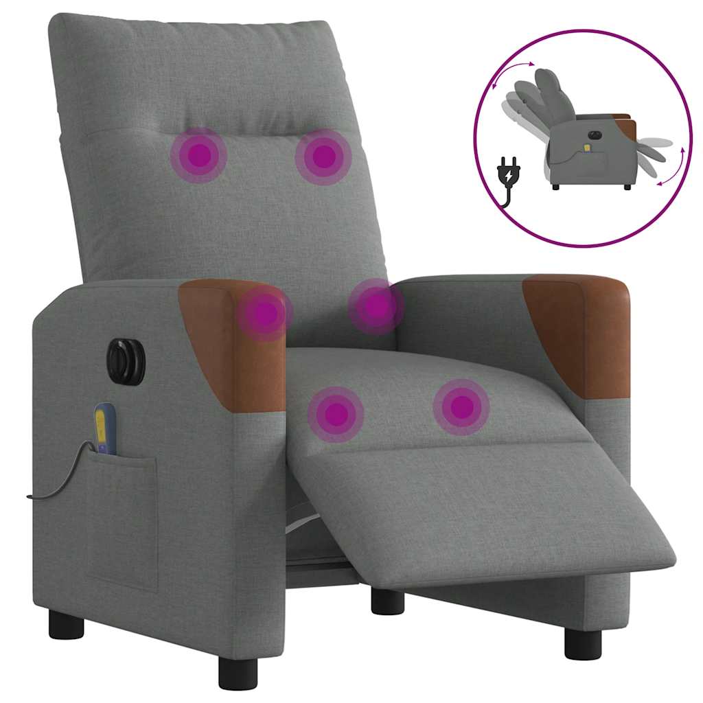 Vidaxl massagestoel elektrisch verstelbaar stof donkergrijs