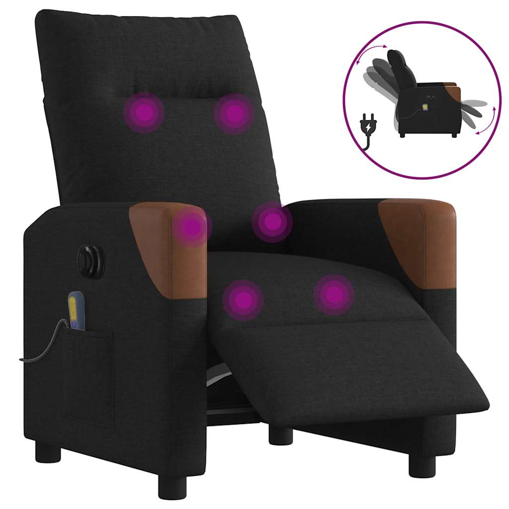 Vidaxl massagestoel elektrisch verstelbaar stof zwart