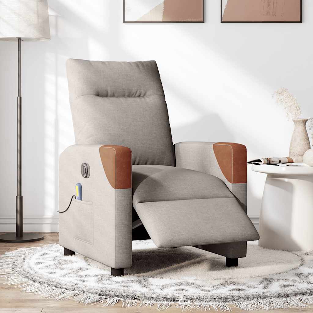 Vidaxl massagestoel elektrisch verstelbaar stof taupe
