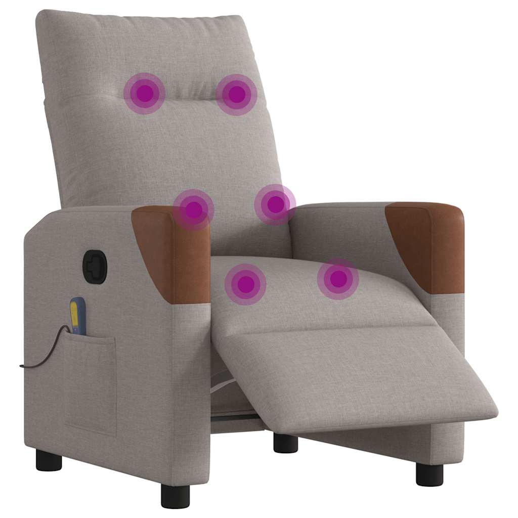 Vidaxl massagestoel elektrisch verstelbaar stof taupe