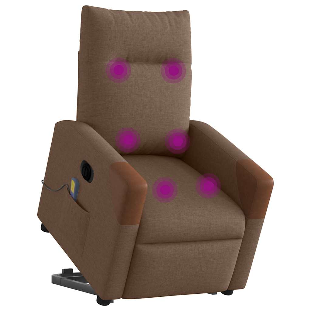 Vidaxl sta-op-massagestoel elektrisch verstelbaar stof bruin