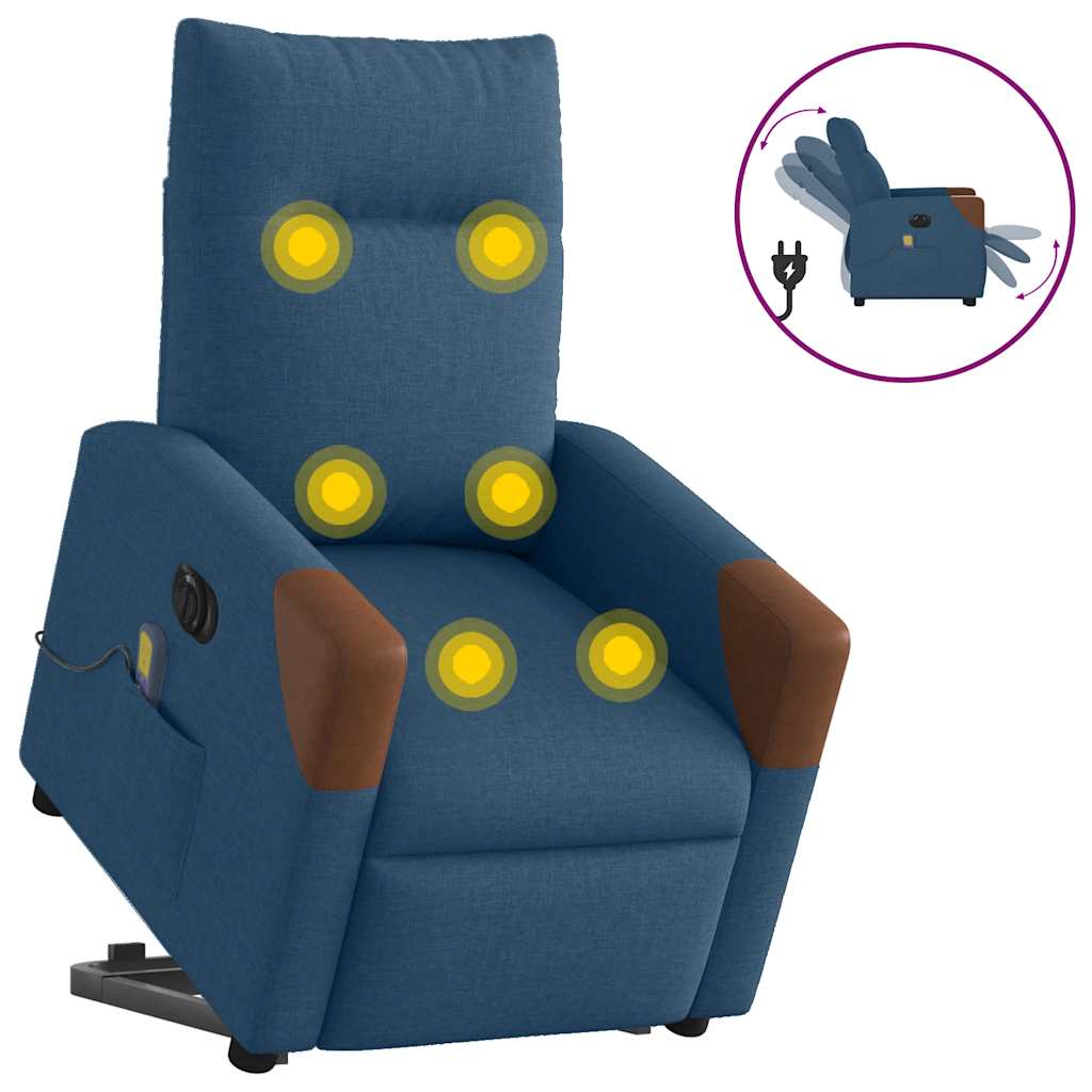 Vidaxl sta-op-massagestoel elektrisch verstelbaar stof blauw