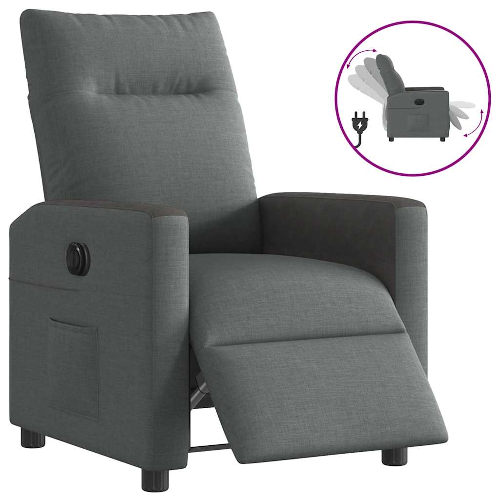 Vidaxl fauteuil elektrisch verstelbaar stof donkergrijs