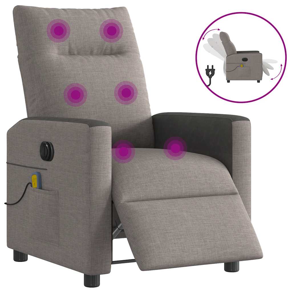 Vidaxl massagestoel elektrisch verstelbaar stof taupe