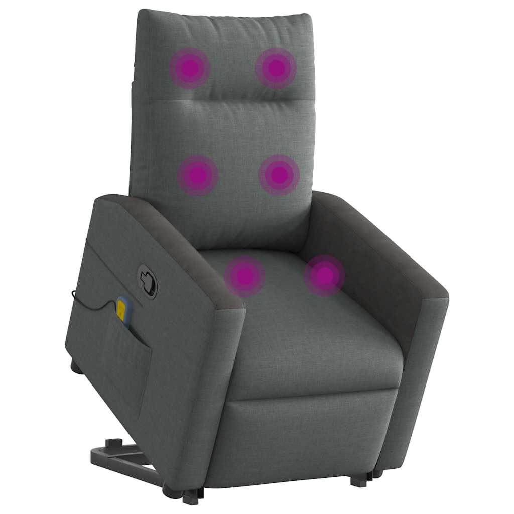 Vidaxl sta-op-massagestoel verstelbaar stof donkergrijs