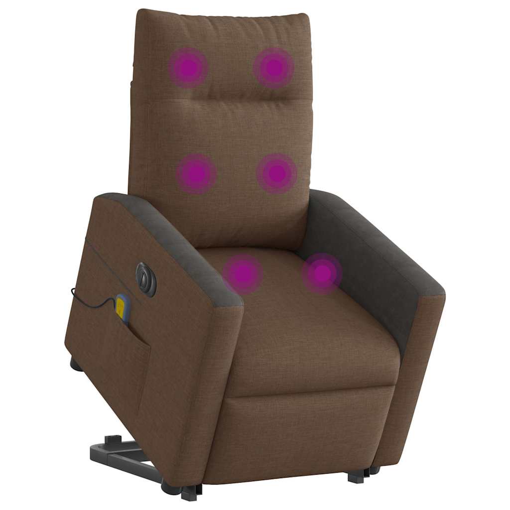 Vidaxl sta-op-massagestoel elektrisch verstelbaar stof bruin